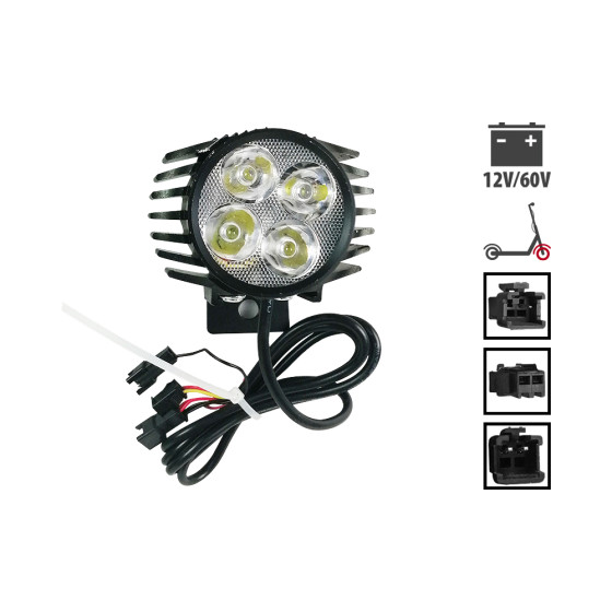 Lampe LED et klaxon avant noir pour trottinette électrique - Wattiz