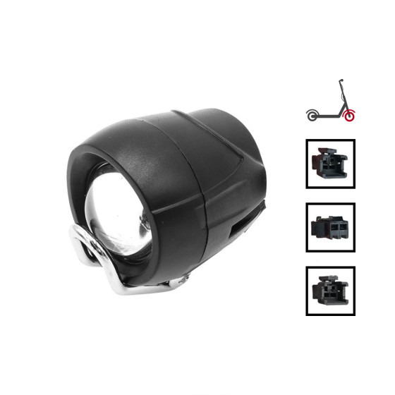 Lampe LED et klaxon avant noir pour trottinette électrique - wattiz