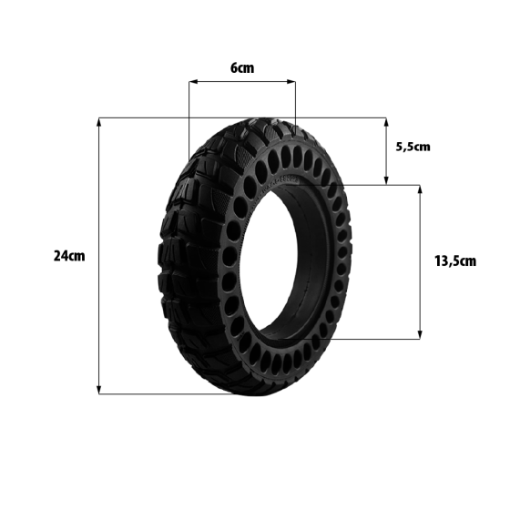 Pneu plein 10x2,50 - 36mm offroad pour trottinette électrique - wattiz