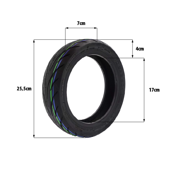 Pneu tubeless 10x2.50-7 pour trottinette électrique - Wattiz