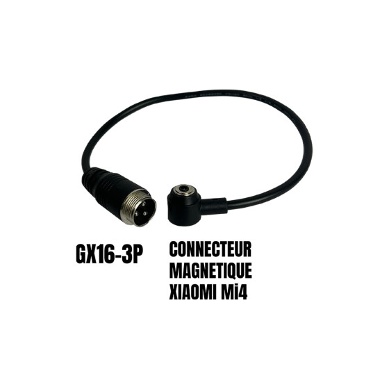 Adaptateur GX16-3 pins male vers connecteur magnetique Xiaomi Mi4 pour trottinette électrique - Wattiz