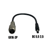 Adaptador de GX16-3P macho a DC 5,5 2,5 mm hembra
