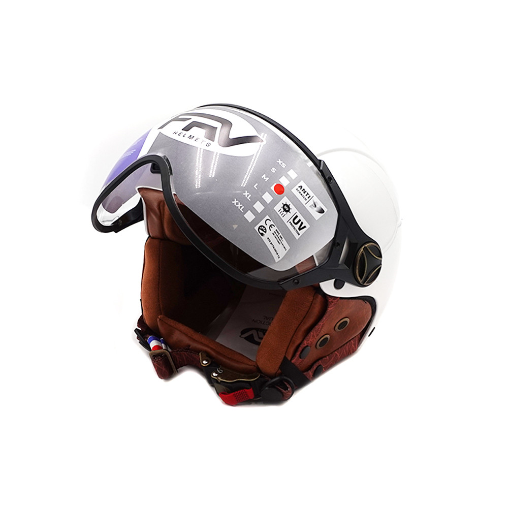 Casco JET FRV blanco brillante (tallas XS a XXL)