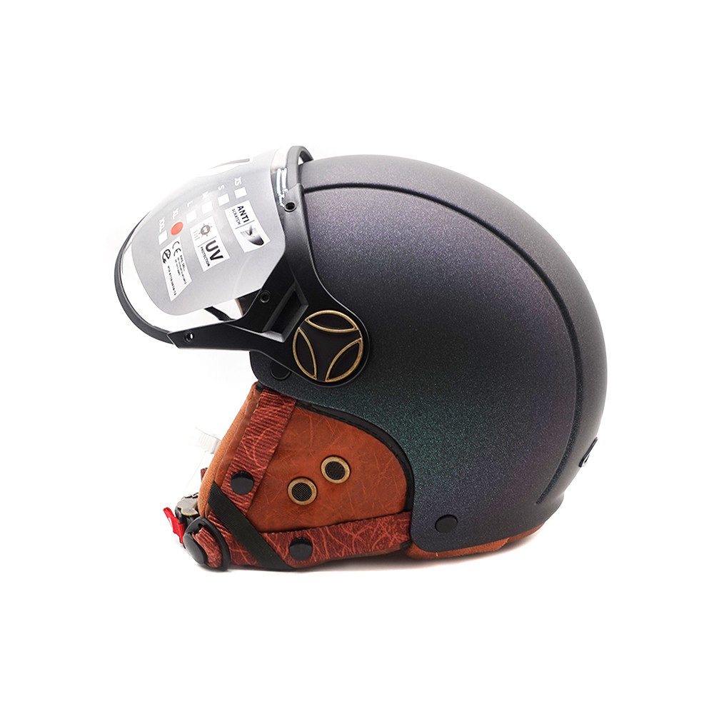 JET FRV matt green chameleon helmet (sizes XS to XXL)