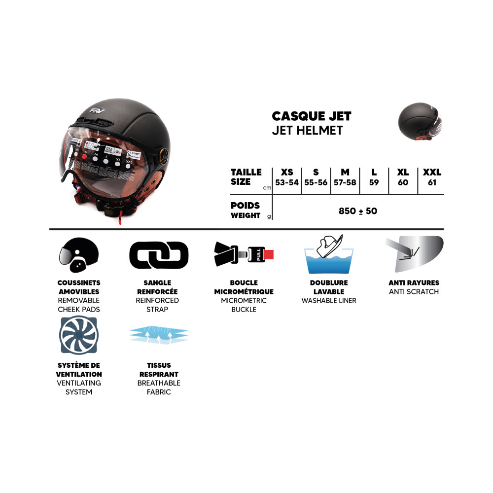 Casco JET FRV grafito mate (talla S a XL)