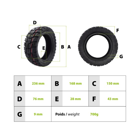 Pneu 80/65-6 offroad Zero 10X Kaabo Dualtron Victor pour trottinette électrique - wattiz
