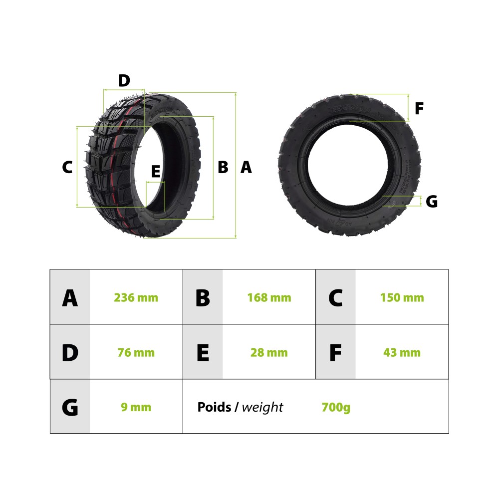 Reifen 80/65-6 Offroad Zero 10X Kaabo Dualtron Victor