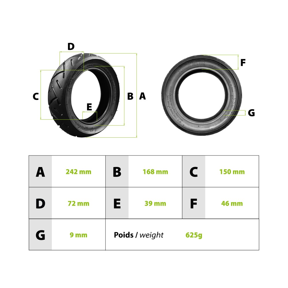 10X3 inch Voltek V8 KugooM4 tyre
