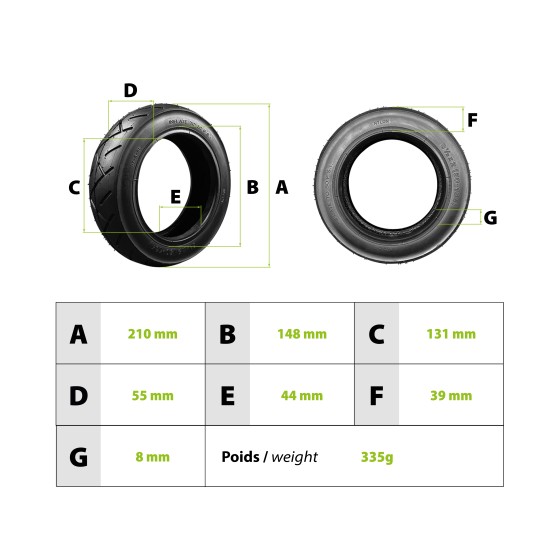 Pneu Zero 8 1/2X2 pouces (50-134) pour trottinette électrique - wattiz