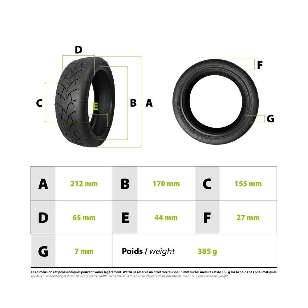 8.5x2 Tube-Type Tire for Dualtron Mini Speedway Light Minimotors