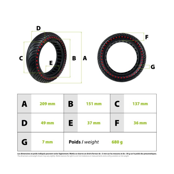 Pneu plein Xiaomi nouvelle génération rouge pour trottinette électrique - wattiz