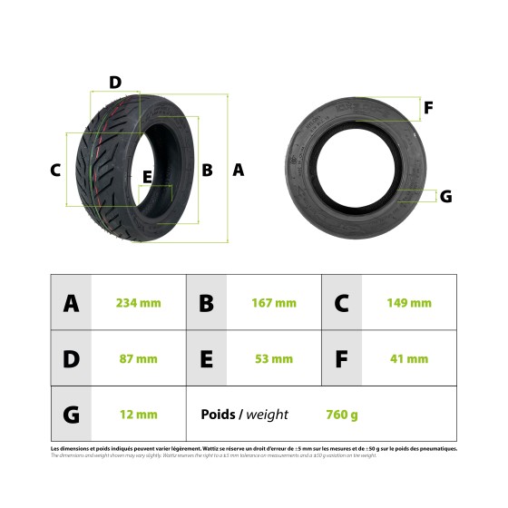 Pneu 10x3.00-6 CST tubeless Dualtron Victor Nami Klima pour trottinette électrique - wattiz