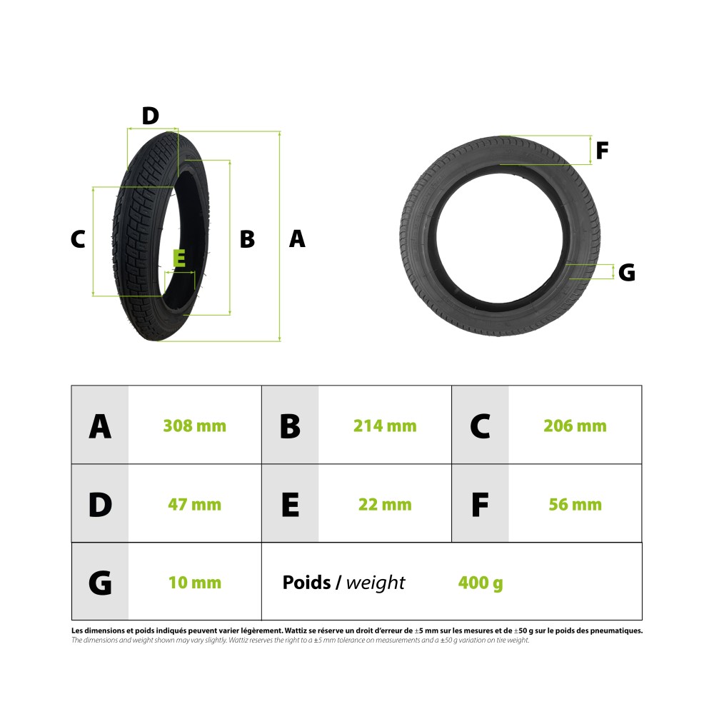 Draisienne tyre 12.5 x 1.75 2 1/4