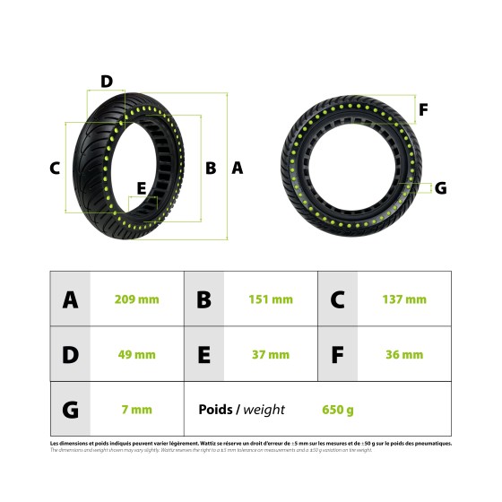 Pneu plein 8,5x2 fluo Xiaomi  pour trottinette électrique - wattiz