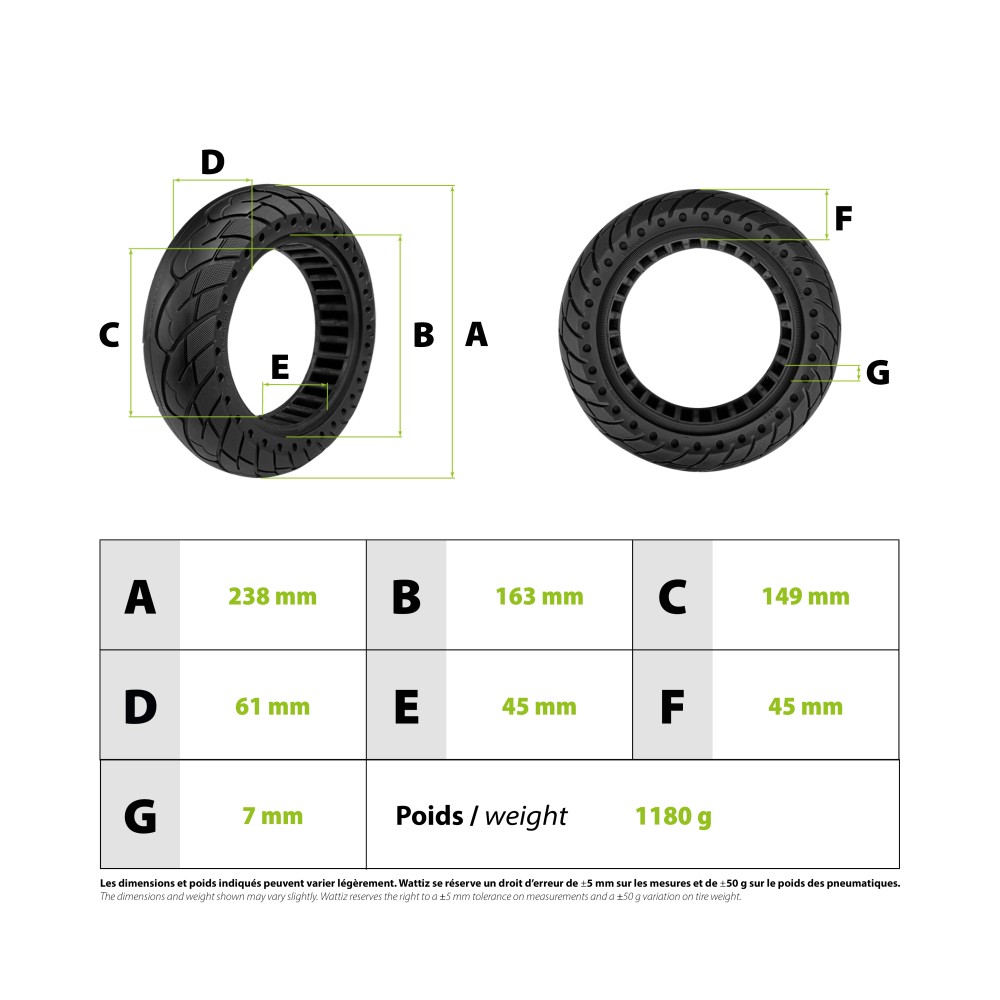 Ninebot G30 solid tyre 10x2.50-6.5