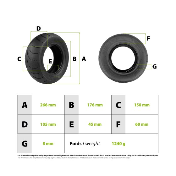 Pneu 90/65-6 Zero 10x pour trottinette électrique - wattiz