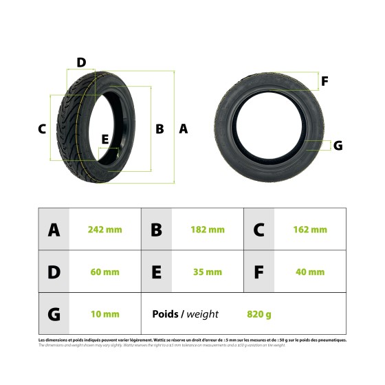 Pneu 60/70-6.5 tubeless avec gel pour Ninebot pour trottinette électrique - wattiz