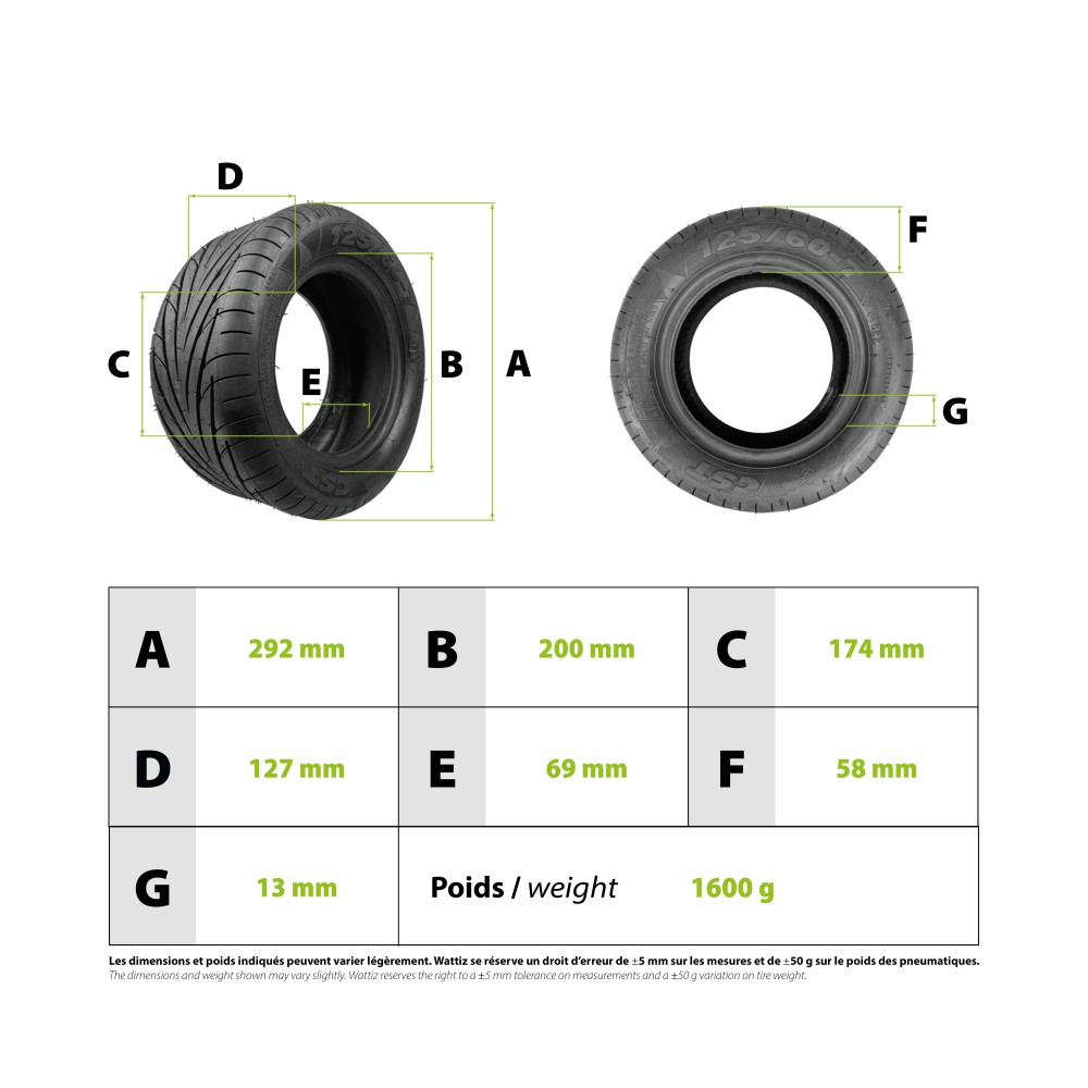 Tubeless-Reifen 125/60-7 CST Dualtron X