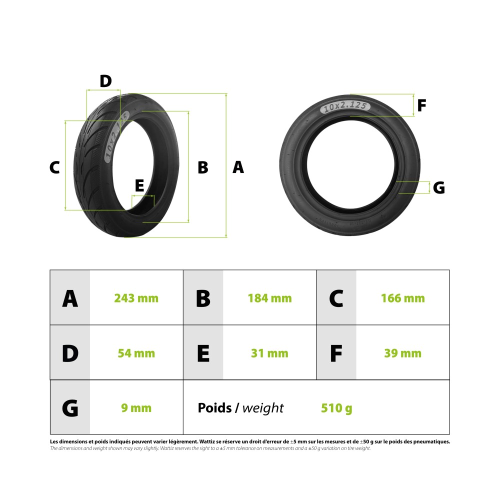 10x2.125-6.5 Ninebot F tyre