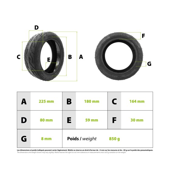 Pneu 10x2.70-6.5 Speedway 5 avec GEL anticrevaison pour trottinette électrique - wattiz