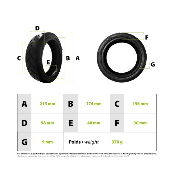 Pneu 8,5x2 Xiaomi (50/75-6.1) Wanda pour trottinette électrique - wattiz