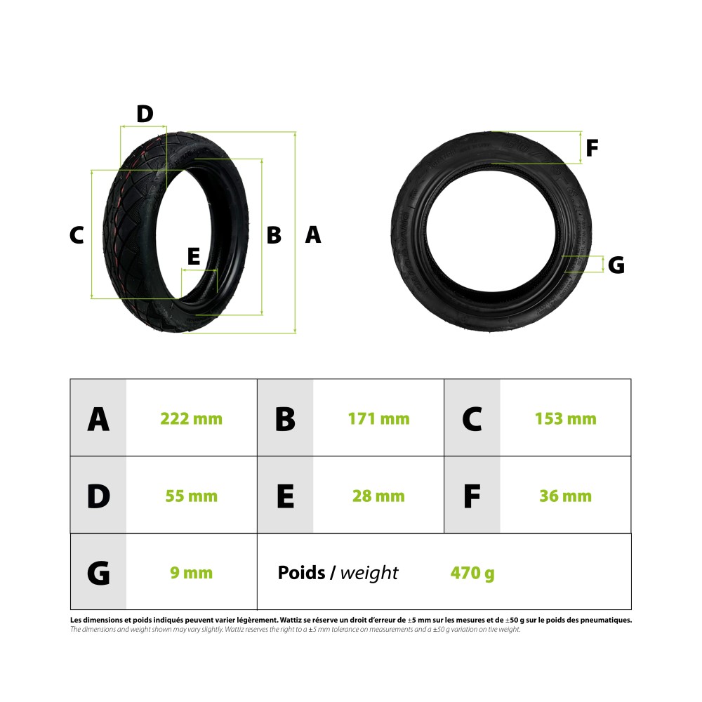 CHAOYANG 8,5x2 Tubeless-Reifen mit Pannenschutzband