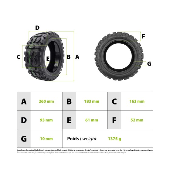 Pneu 90/65-6.5 offroad CST gel anti crevaison pour trottinette électrique - wattiz