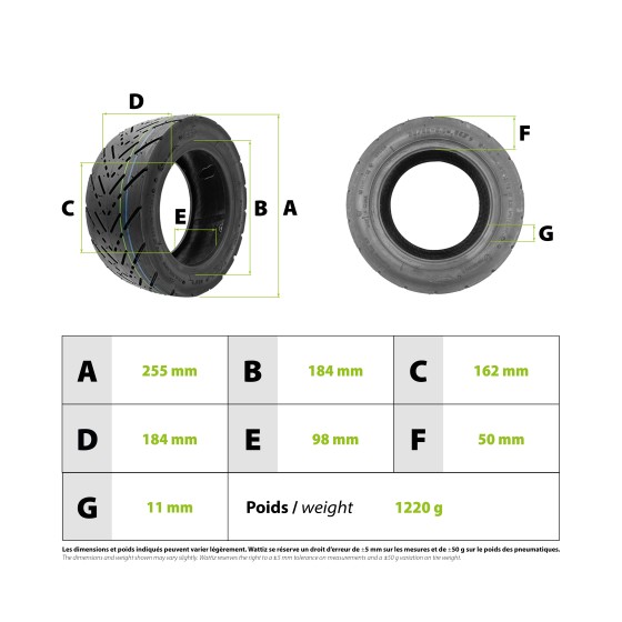 Pneu 90/65-6.5 route CST pour trottinette électrique - wattiz