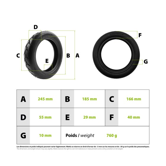 Pneu 250x54 tubeless + gel anti-crevaison Xiaomi Scooter 4 pour trottinette électrique - Wattiz