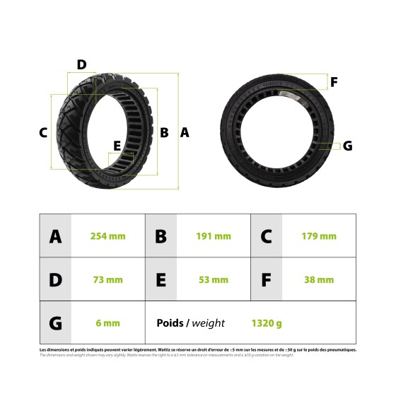 Pneu plein 70/60-7.5 Ninebot Segway ZT3 Pro pour trottinette électrique - Wattiz