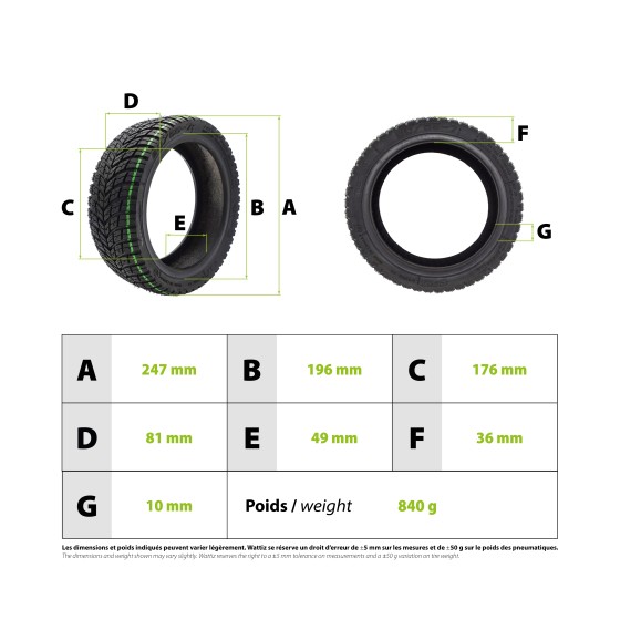 Pneu 80/55-7 tubeless CST Navee N65i pour trottinette électrique - Wattiz