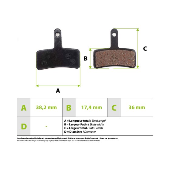 Plaquettes de freins Tektro Dorado pour trottinette électrique wattiz