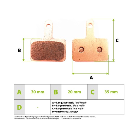 Plaquettes de frein Zoom metal fritté pour trottinette électrique - Wattiz
