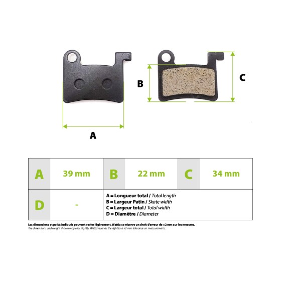 Plaquettes de freins semi metal Dyisland pour trottinette électrique - Wattiz