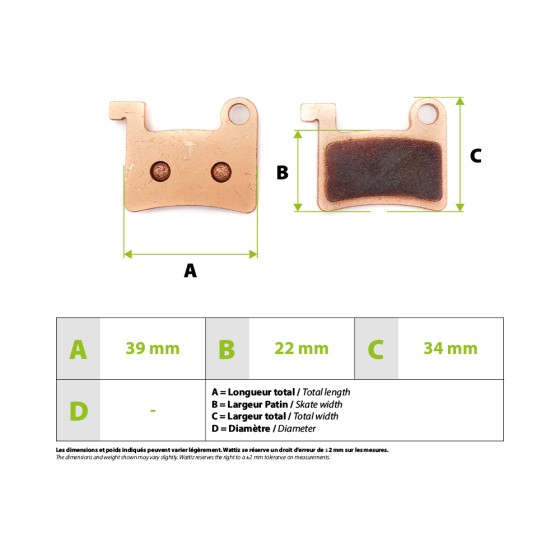 Plaquettes de freins metal fritté Dyisland pour trottinette électrique - Wattiz