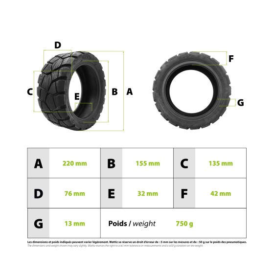 Pneu 9x3.00-5.5 pour trottinette électrique - Wattiz