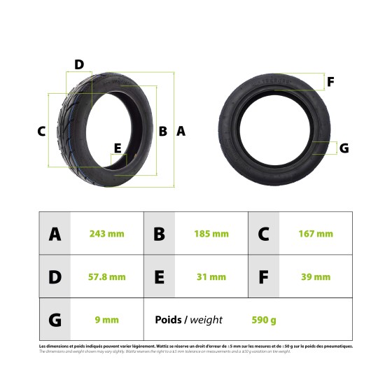 Pneu 10x2,125-6,5 Ninebot F|Yuanxing