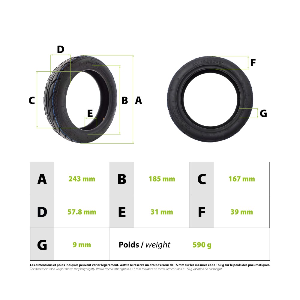 Tire 10x2.125-6.5 Ninebot F