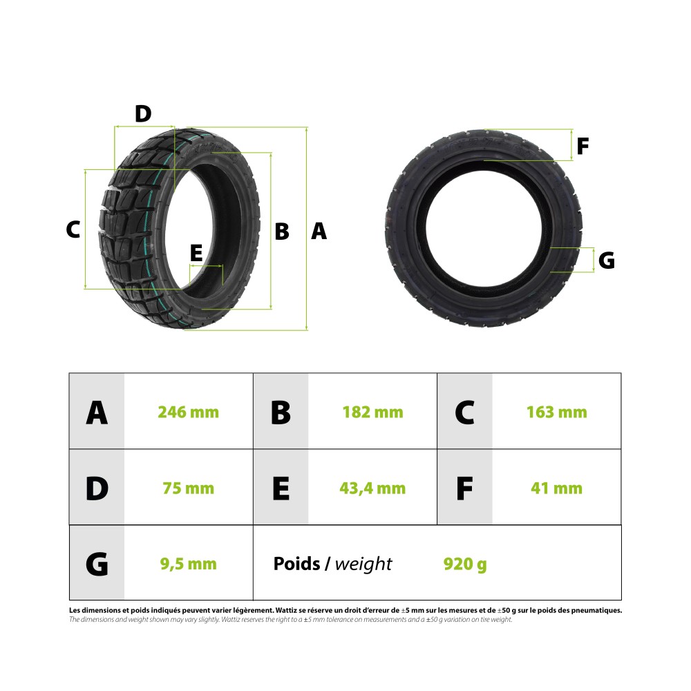 10x2.75-6.5 Run Flat tyre Urbanglide E-cross