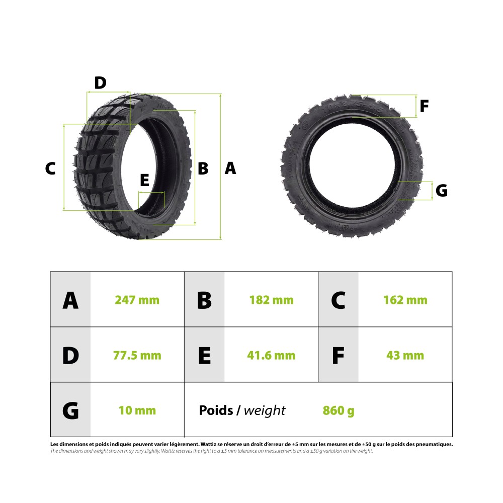 Neumático Aoxin Tubeless 10x2.75-6.5 Smartgyro