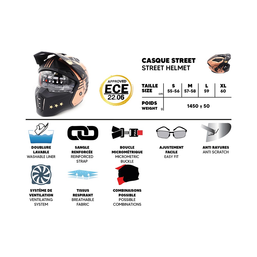 Casco STreet hero gold (talla S a XL)