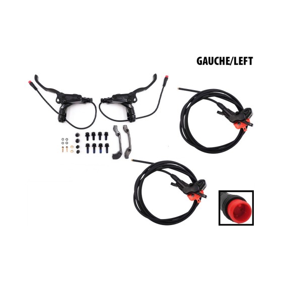 Kit Freins Hydrauliques 4 Pistons Connecteur Etanche (Av Gauche +Ar Gauche) pour trottinette électrique - wattiz