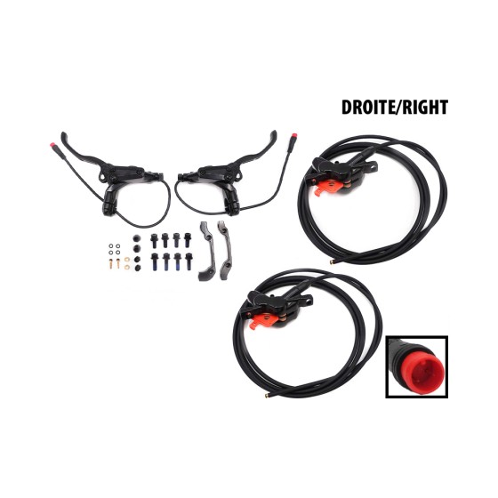 Kit Freins Hydrauliques 4 Pistons Connecteur Etanche (Av Droite+Ar Droite) pour trottinette électrique - wattiz