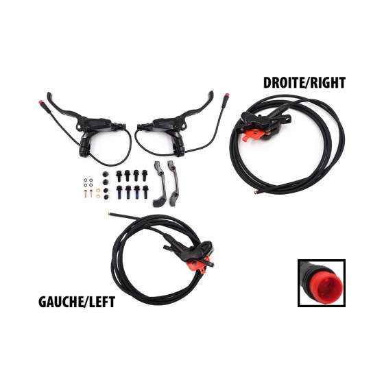 Kit Freins Hydrauliques 4 Pistons Connecteur Etanche (Gauche+Droite) pour trottinette électrique - wattiz