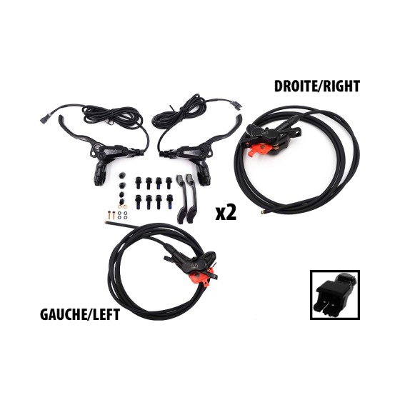 Kit Freins Hydrauliques 4 Pistons Connecteur SM (Gauche+Droite) pour trottinette électrique - wattiz