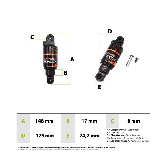 Amortisseur Meroca 125mm pour trottinette électrique - wattiz