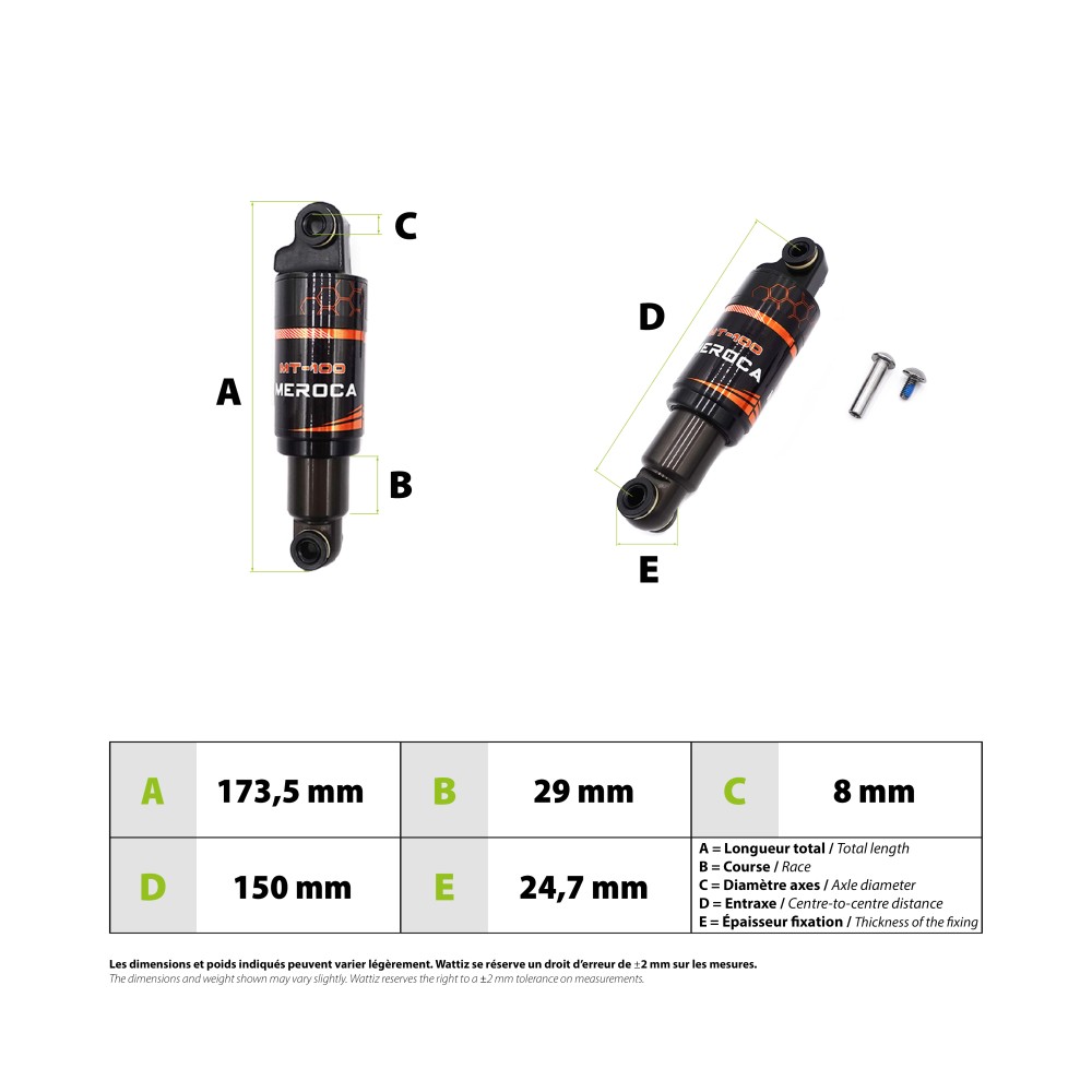Meroca shock absorber 150mm