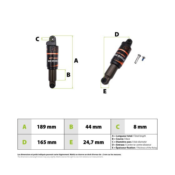Amortisseur Meroca 165mm pour trottinette électrique - wattiz