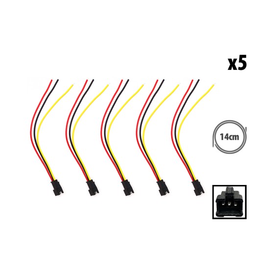 Prise JST 3 pin avec câble mâle x5 pour trottinette électrique - Wattiz