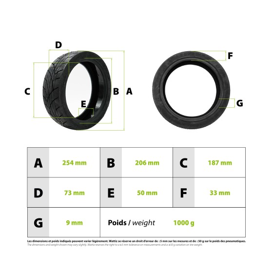 Pneu 70/60-7.5 Ninebot G3 avec gel anti crevaison pour trottinette électrique - Wattiz